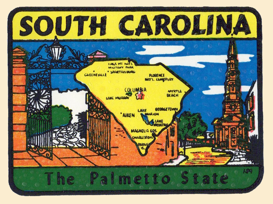 (image for) South Carolina (1) The Palmetto State Vintage Vacation Sticker